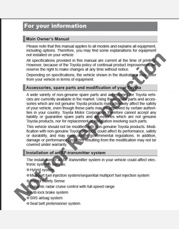 toyota c-hr hybrid 2019-2020 owners manual